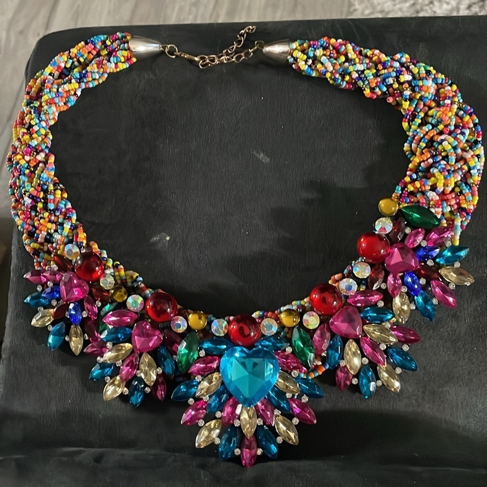 Nabroj bling chunky braided bead necklace - Picture 2 of 6